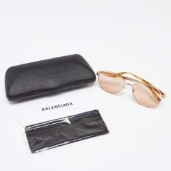 Pre Owned نظارة شمسية بالنسياغا أفياترز BB0019SK بني تركواز