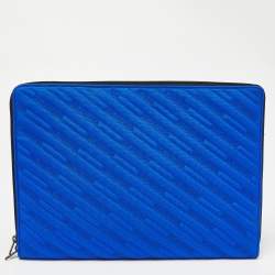 Balenciaga Blue Quilted Nylon Explorer Laptop Case