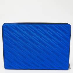 Balenciaga Blue Quilted Nylon Explorer Laptop Case