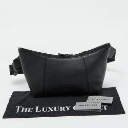 Balenciaga Black Leather Hourglass XL Belt Pack Bag