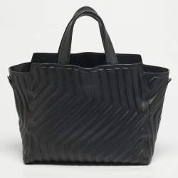 Pre Owned Balenciaga Car East West M Black Embossed Leather Tote