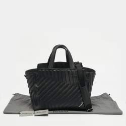 Pre Owned Balenciaga Car East West M Black Embossed Leather Tote