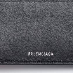 Pre Owned Balenciaga Black Leather Logo Bifold Wallet