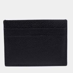 Pre Owned Balenciaga Black Leather Logo Printed Card Holder 