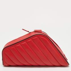 Pre Owned Balenciaga Red Car S Logo Asymmetric Clutch