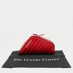 Pre Owned Balenciaga Red Car S Logo Asymmetric Clutch