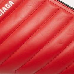 Pre Owned Balenciaga Red Car S Logo Asymmetric Clutch