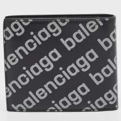 Balenciaga Black/Grey Leather Logo Bifold Wallet