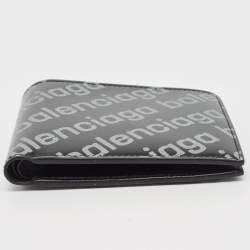 Balenciaga Black/Grey Leather Logo Bifold Wallet