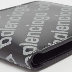 Balenciaga Black/Grey Leather Logo Bifold Wallet