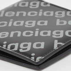 Balenciaga Black/Grey Leather Logo Bifold Wallet