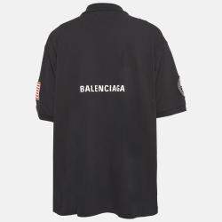 Balenciaga X Nasa Black Space Applique Cotton Polo T-Shirt XL