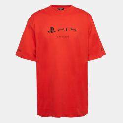 Balenciaga X PS5 Red Printed Cotton Boxy T-shirt L