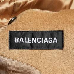 Pre Owned Balenciaga Brown Wool Belted Long Coat S