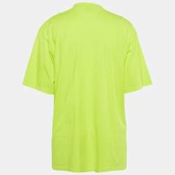 Pre Owned Balenciaga Florescent Yellow Logo Print Cotton Oversized Unisex T-Shirt M 
