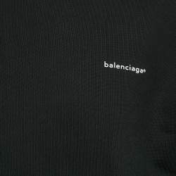 Pre Owned Balenciaga Black Cotton Knit Crew Neck Sweatshirt S