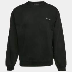 Pre Owned Balenciaga Black Cotton Knit Crew Neck Sweatshirt S