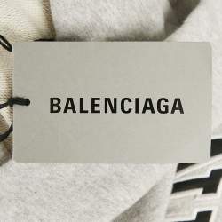Pre Owned Balenciaga Unisex Grey Distressed Cotton Be Kind Oversized Hoodie XS
