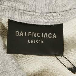Pre Owned Balenciaga Unisex Grey Distressed Cotton Be Kind Oversized Hoodie XS