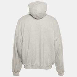 Pre Owned Balenciaga Unisex Grey Distressed Cotton Be Kind Oversized Hoodie XS