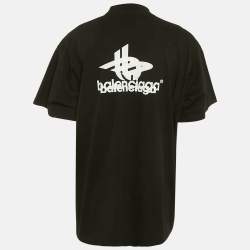 مملوكة مسبقًا Balenciaga Unisex Black Logo Print Cotton Oversized T-Shirt M