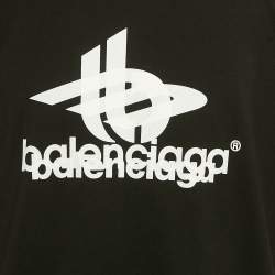مملوكة مسبقًا Balenciaga Unisex Black Logo Print Cotton Oversized T-Shirt M