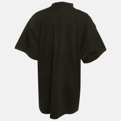 Pre Owned Balenciaga Black Flip Logo Embroidered Cotton Oversized T-Shirt M