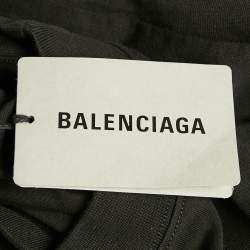 Pre Owned Balenciaga Black Flip Logo Embroidered Cotton Oversized T-Shirt M