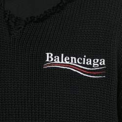 Pre Owned Balenciaga Unifit Black Rob Knit Political Campaign Destroyed Hoodie S