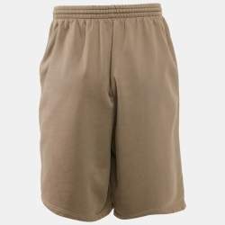 Balenciaga Unifit Taupe Logo Embroidered Cotton Sweat Shorts XXS
