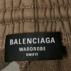 Balenciaga Unifit Taupe Logo Embroidered Cotton Sweat Shorts XXS