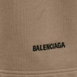 Balenciaga Unifit Taupe Logo Embroidered Cotton Sweat Shorts XXS