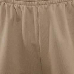 Balenciaga Unifit Taupe Logo Embroidered Cotton Sweat Shorts XXS