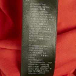 Pre Owned Balenciaga Unisex Red Logo Print Jersey Distressed T-Shirt M