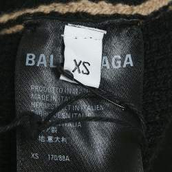 Balenciaga Beige Monogram Jacquard Wool Knit Crew Neck Sweater XS