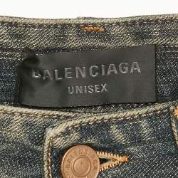 Balenciaga Unisex Blue Faded Raw Edge Shorts M