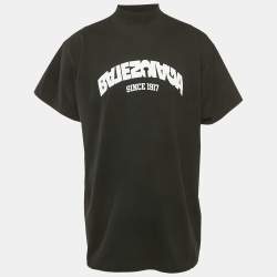 Balenciaga Back Flip Logo Embroidery Cotton Oversized Unisex T-Shirt XS