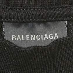 Pre Owned Balenciaga Back Flip Logo Embroidery Cotton Oversized Unisex T-Shirt XS