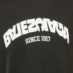 Pre Owned Balenciaga Back Flip Logo Embroidery Cotton Oversized Unisex T-Shirt XS