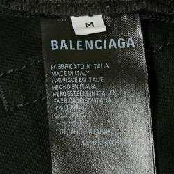 Pre Owned Balenciaga Unisex Black Denim Raw Edge Shorts M Waist 29"