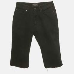 Balenciaga Unisex Black Denim Raw Edge Shorts M Waist 29"