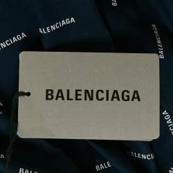 Pre Owned Balenciaga Navy Blue Logo All-Over Cotton Set S