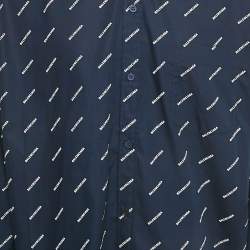 Pre Owned Balenciaga Navy Blue Logo All-Over Cotton Set S