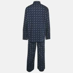 Pre Owned Balenciaga Navy Blue Logo All-Over Cotton Set S
