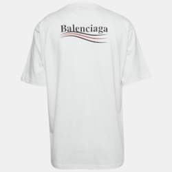 Pre Owned Balenciaga Unisex White Political Campaign Print Cotton T-Shirt XS