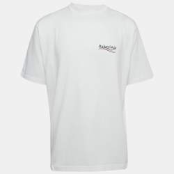 Pre Owned Balenciaga Unisex White Political Campaign Print Cotton T-Shirt XS