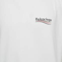 Pre Owned Balenciaga Unisex White Political Campaign Print Cotton T-Shirt XS