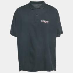 Pre Owned قميص بالنسياجا للرجال والنساء داكن أزرق لحملة سياسية بولو بيكيه مقاس وسط