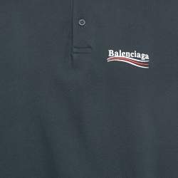 Pre Owned قميص بالنسياجا للرجال والنساء داكن أزرق لحملة سياسية بولو بيكيه مقاس وسط