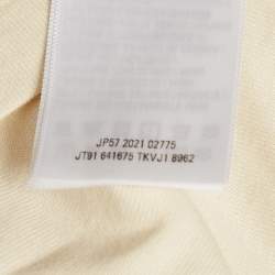 مملوكة مسبقًا تي شيرت بالنسياغا قطن محبوك بشعار مطرز لون كريمي كبير جدًا مقاس صغير (سمول)